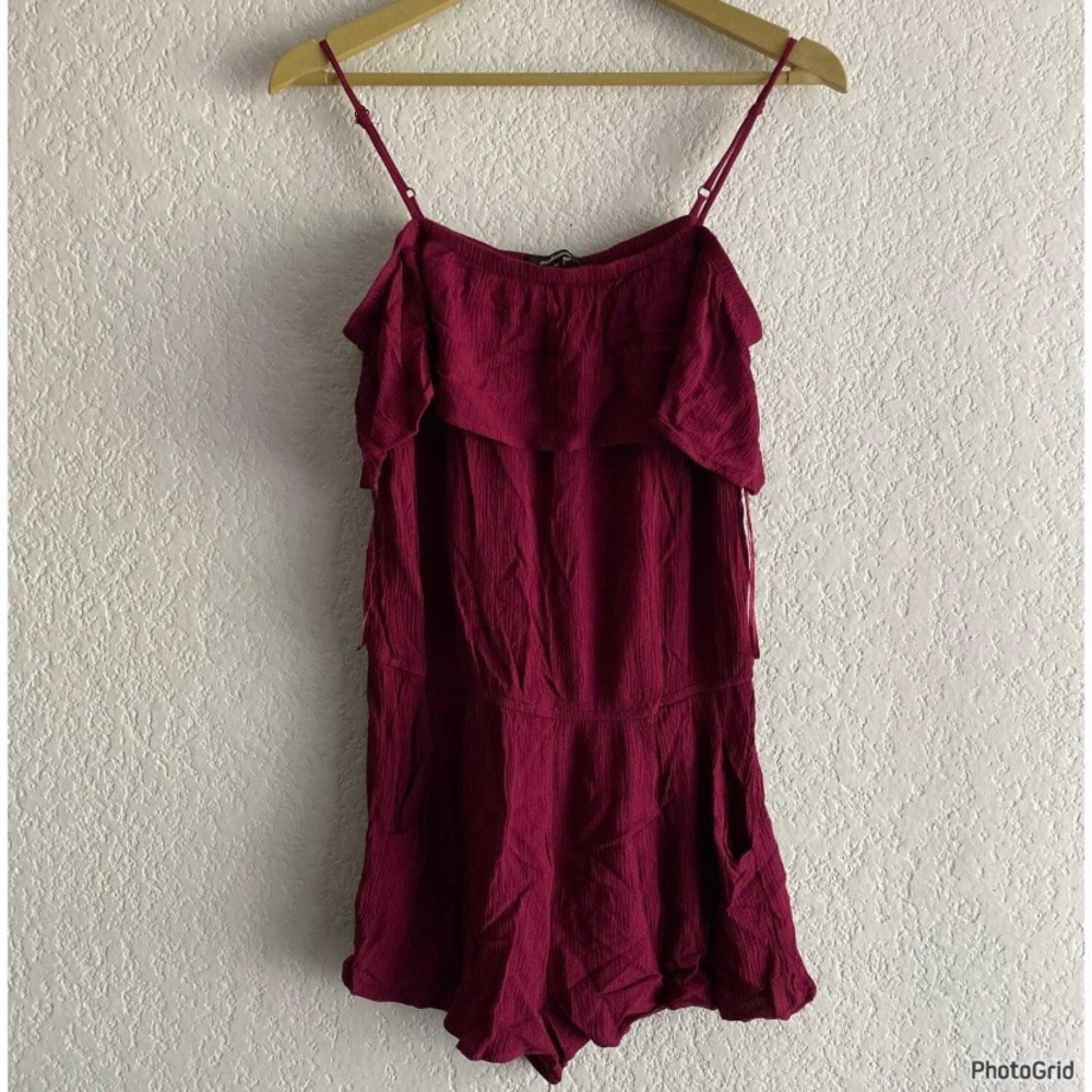 Burgundy Ruffle Romper